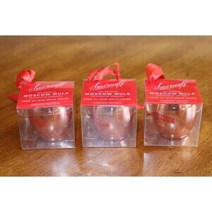 Lot 3x Mini 2" Copper Shot Glass Ornament Smirnoff Moscow Mule Cup Mug 2 oz NIB